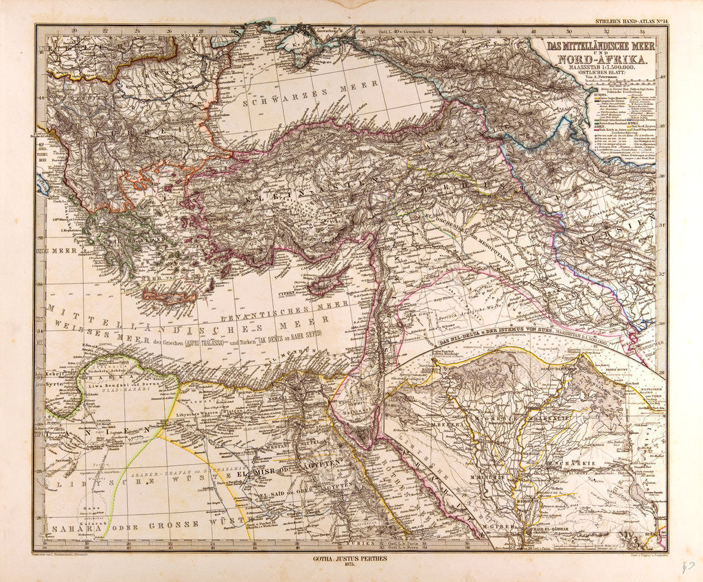Detail of Mediterranean Sea Map 1872 by Anonymous