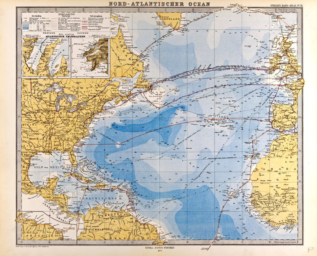 Detail of North Atlantic Ocean Map by Anonymous