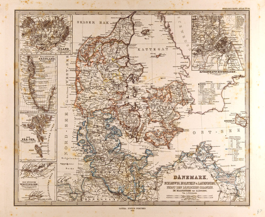 Detail of Danmark Map 1872 by Anonymous