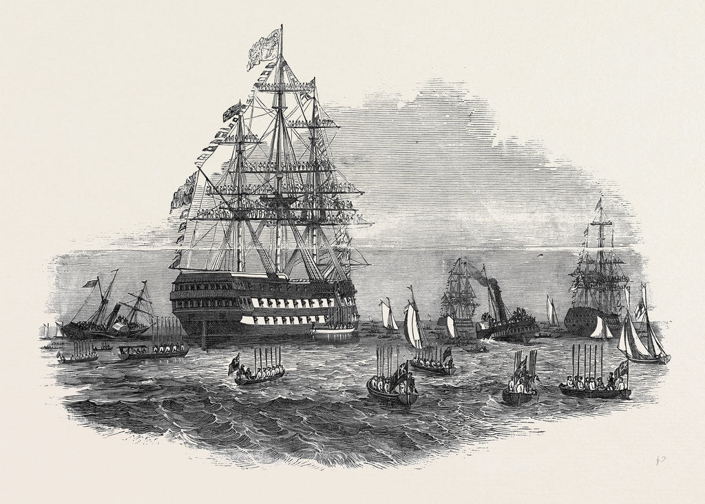 Detail of Her Majesty Going on Board the Albion, at Spithead by Anonymous