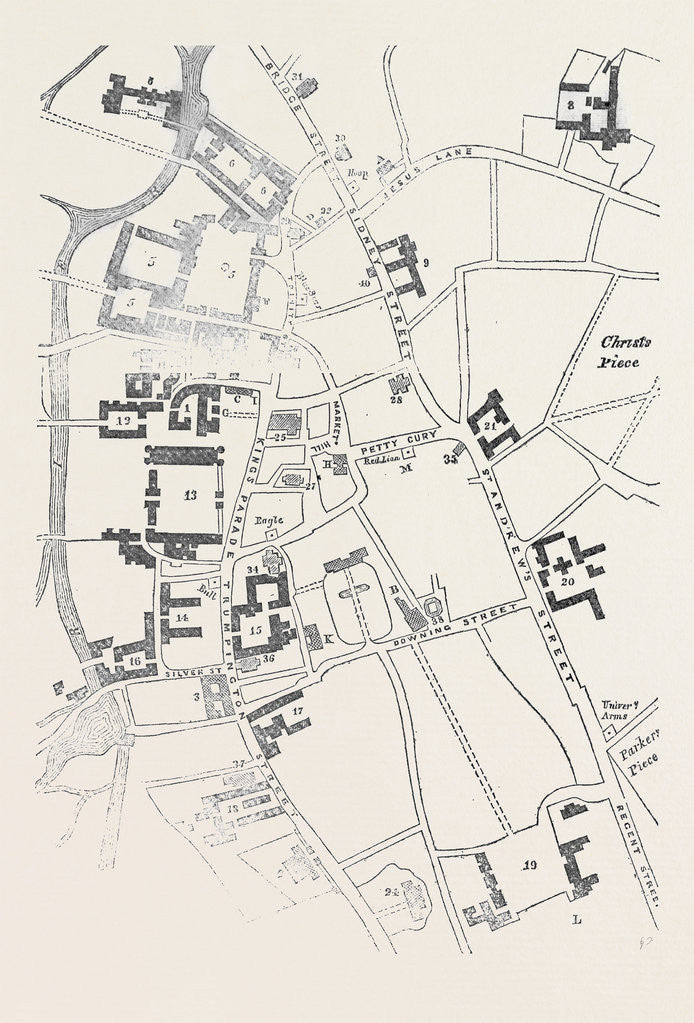 Detail of Plan of Cambridge, Great Britain by Anonymous