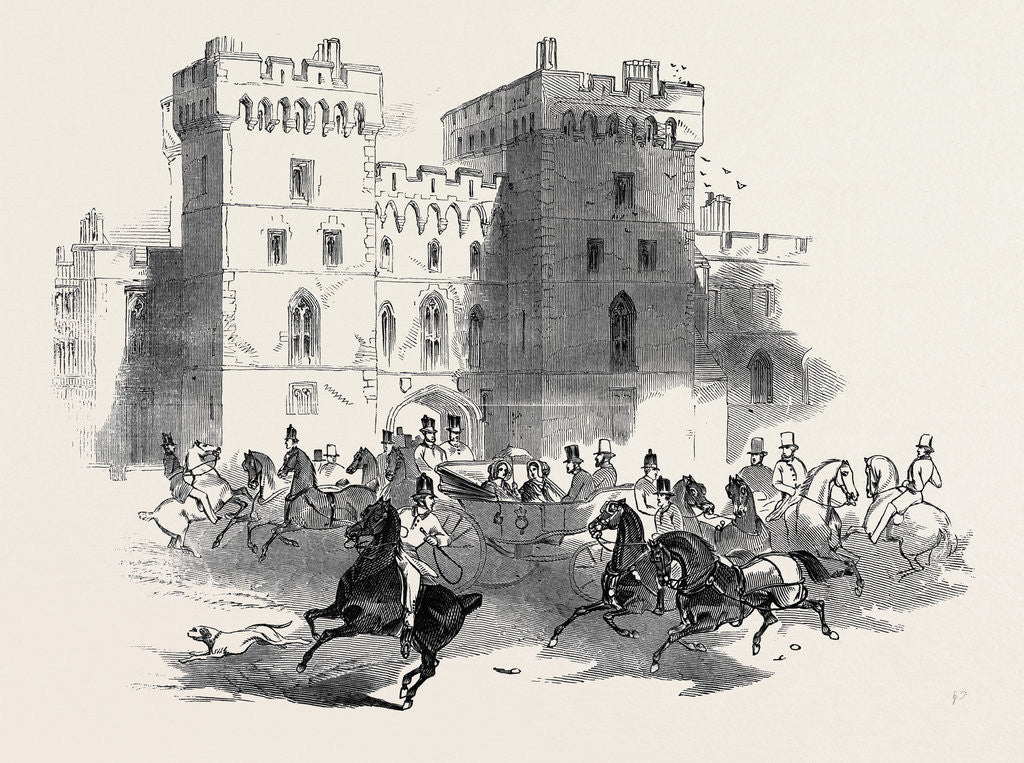 Detail of Her Majesty and Her Illustrious Visitors and Suite Leaving Windsor Castle for Ascot Races, Great Britain by Anonymous
