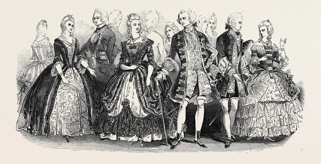 Detail of Her Majesty's Costume Ball; Baroness Brunow; Duchess of Kent; Viscount Sydney, Duke of Norfolk; Austrian Ambassadress by Anonymous