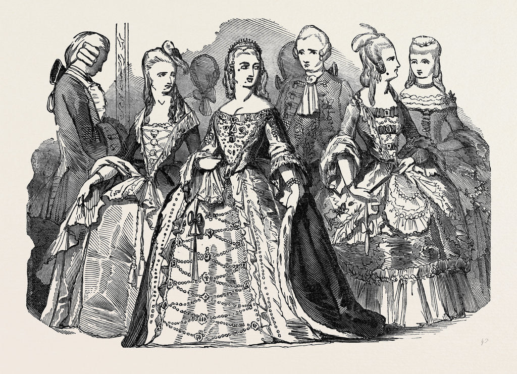 Detail of Her Majesty's Costume Ball, Duke of Norfolk, Duchess of Grafton, Marchioness of Londonderry, Viscount Sydney, Countess of Jersey, Lady C. Villiers by Anonymous
