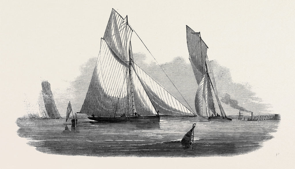 Detail of Vixen, Belvidere, Prima Donna, Blue Belle; Thames Yacht Club Match, Prima Donna Rounding the Buoy at Erith by Anonymous