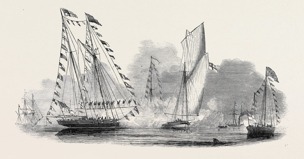 Detail of Reception of Her Majesty by the Royal Yacht Squadron; Swedish Bark, Esmeralda, Rose, Ganymede, Lady Jane by Anonymous