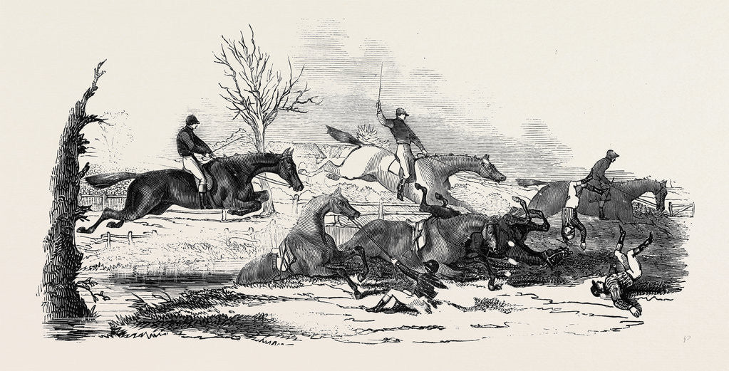 Detail of The Harrow Steeple Chase, the Fall at the Brook by Anonymous