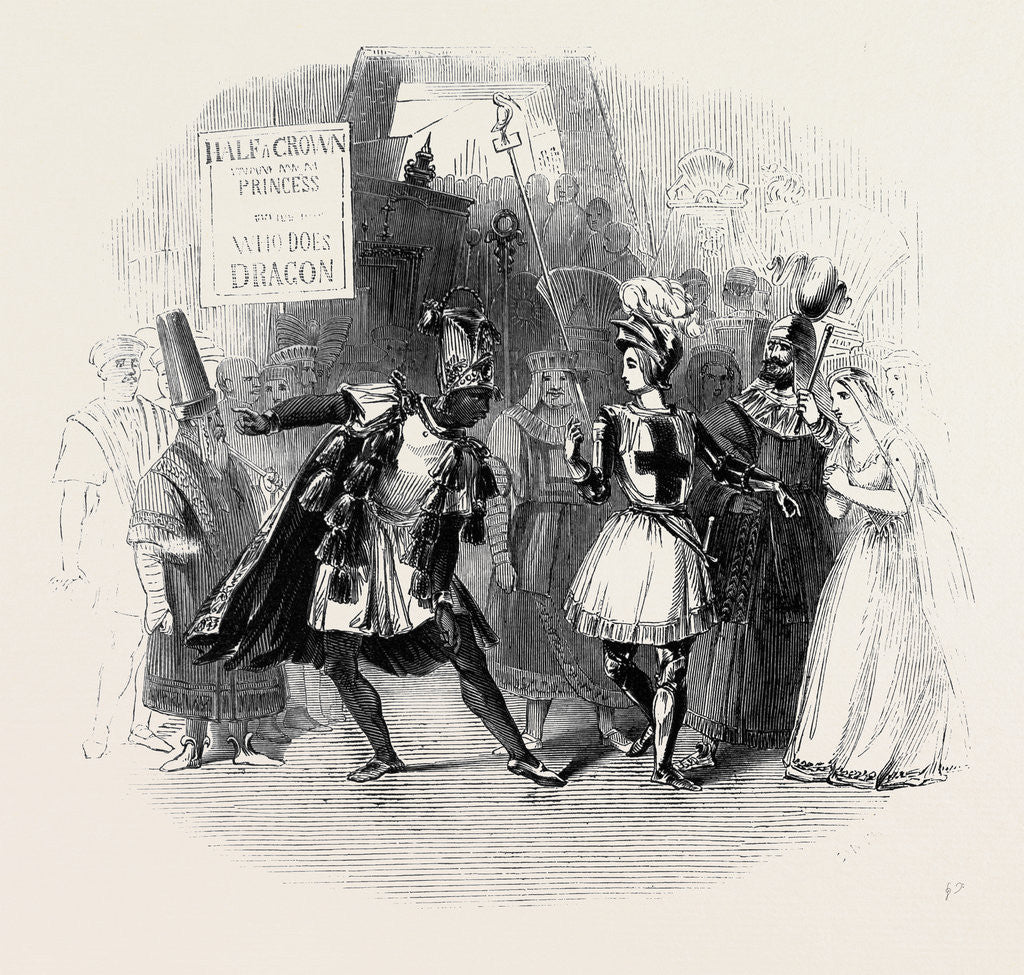 Detail of Scene from the Burlesque of St. George and the Dragon, at the Adelphi Theatre. by Anonymous
