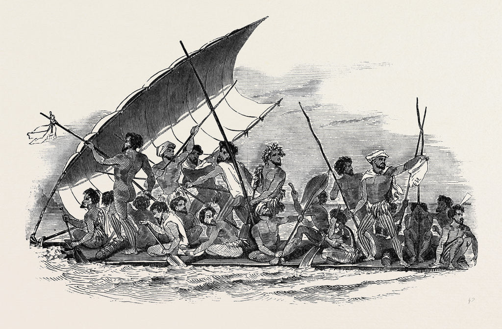 Detail of Raft of Gambier Islanders by Anonymous