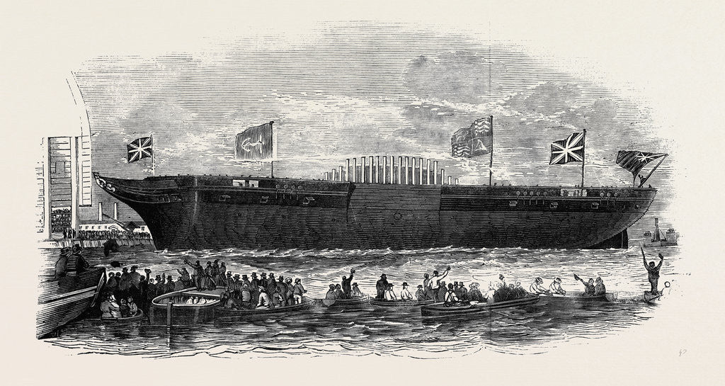 Detail of Launch of the Steam Frigate, Terrible, on Thursday Afternoon from Her Majesty's Dock-Yard at Deptford by Anonymous