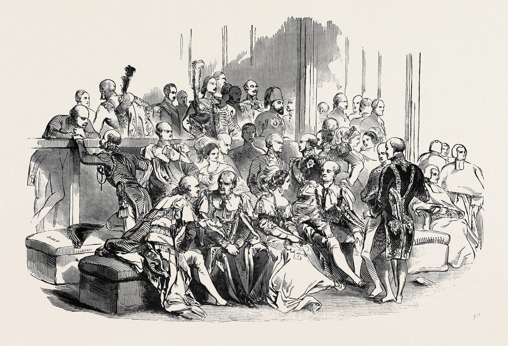 Detail of The Ambassadors' and Church Benches, House of Lords. by Anonymous