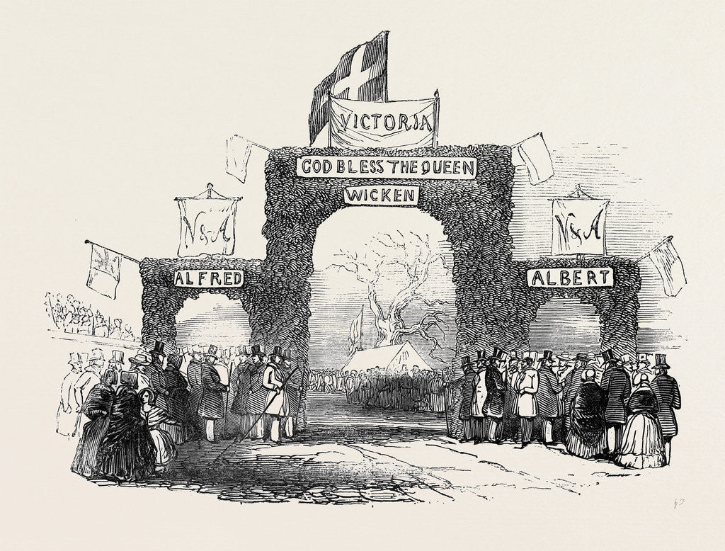 Detail of The Queen's Visit to the Duke of Buckingham, at Stowe, Arch at Wicken. by Anonymous
