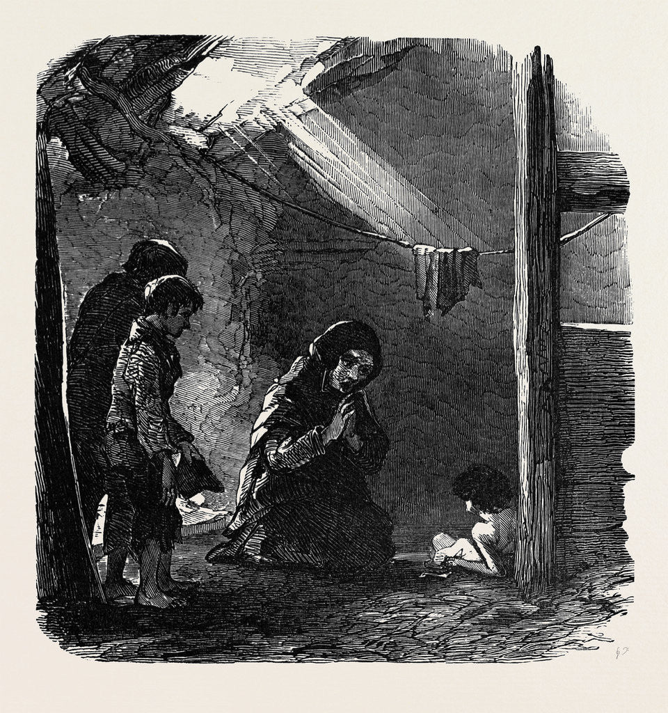 Detail of Sketch in a House at Fahey's Quay, Ennis, the Widow Connor and Her Dying Child by Anonymous