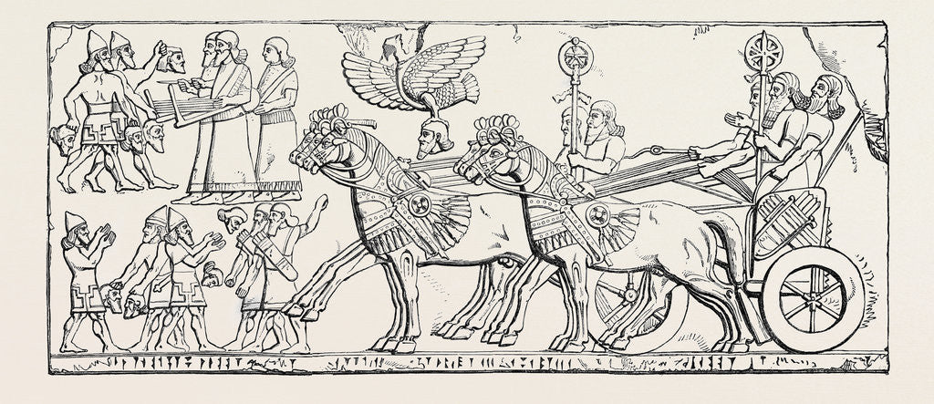 Detail of Triumphant Return of the King to His Camp; Nimroud Sculptures, Just Received at the British Museum by Anonymous