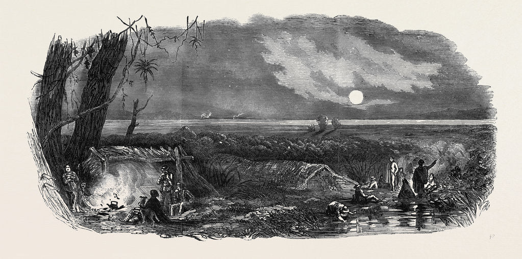 Detail of Panorama of New Zealand, Bivouac of Surveyors by Anonymous