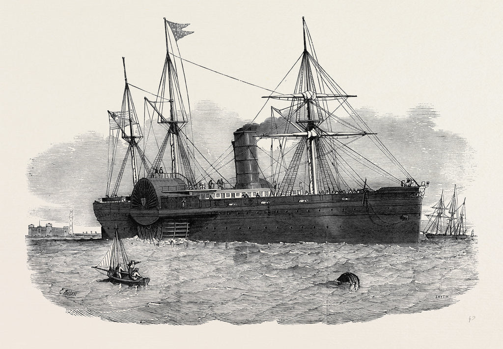 Detail of Ocean Steam Navigation: The United States Mail Steamship Atlantic Entering the Mersey by Anonymous