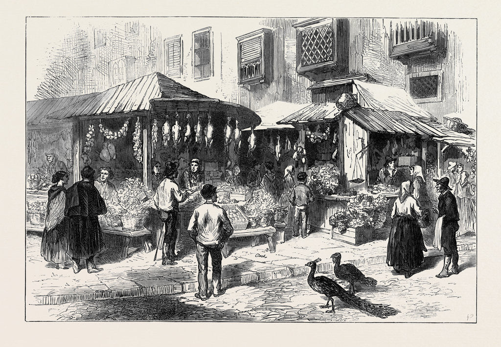 Detail of Spain: Old Market-Place of San Miguel 1873 by Anonymous