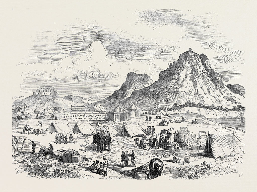 Detail of The Army in India: Camp of Exercise at Hassan Abdul 1873 by Anonymous