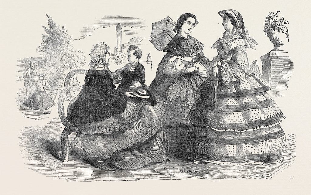 Detail of Fashions for August. by Anonymous