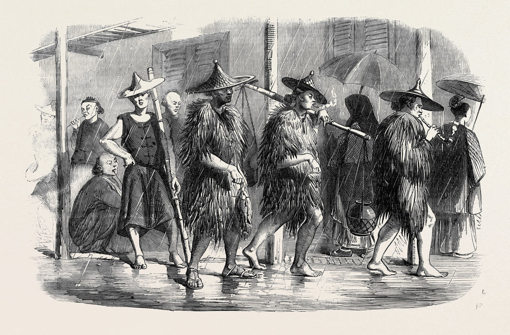 Detail of The War in China: Coolies at Hong Kong in Wet Weather by Anonymous