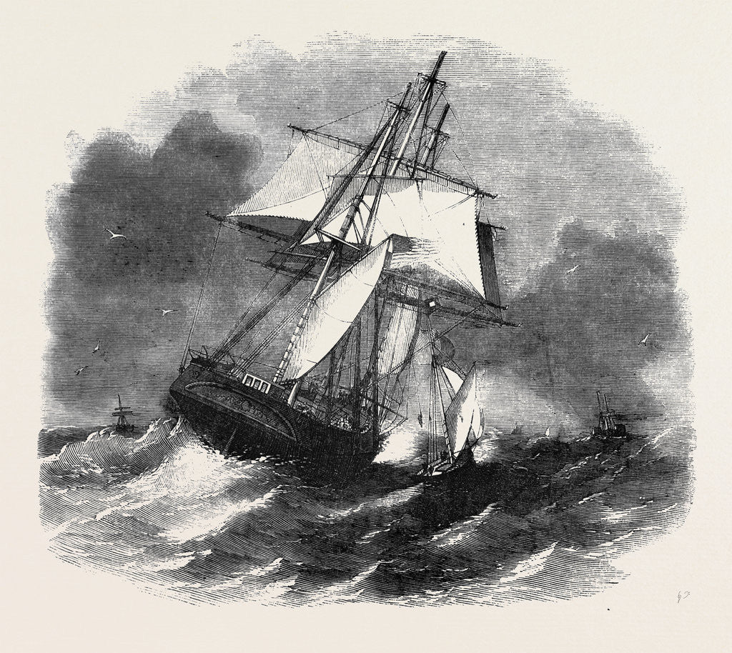 Detail of Liverpool Pilot Boat: Hoisting Pilot on Board in Heavy Weather by Anonymous