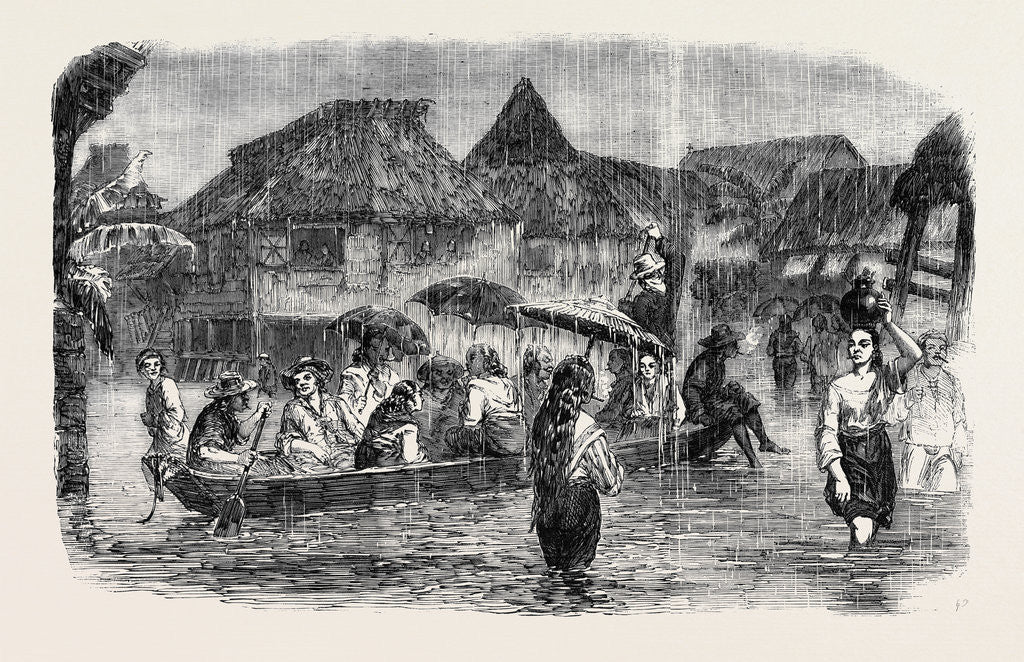 Detail of Our Street at Manilla During a Flood by Anonymous