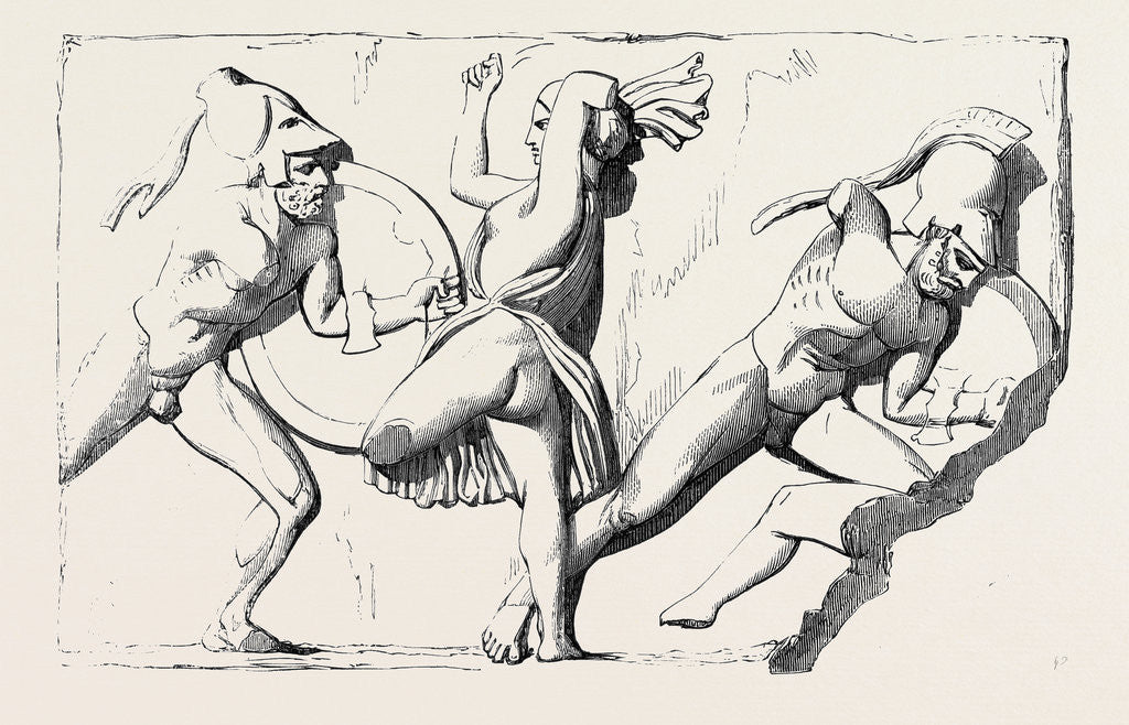 Detail of The Boudroum Marbles: No. 3. Part of a Frieze Representing a Battle Between the Amazons and the Greeks by Anonymous