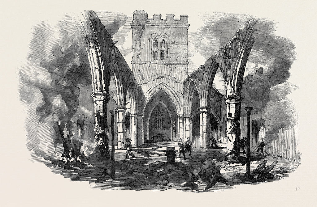 Detail of Remains of Hawarden Church Sketched after the Recent Fire by Anonymous