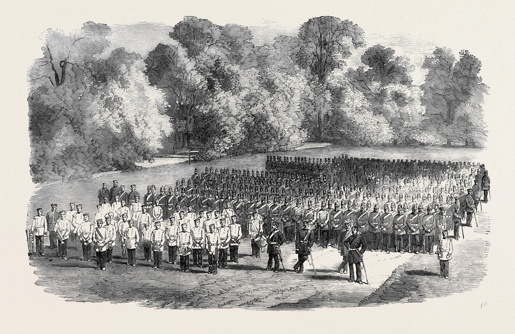 Detail of The Oxfordshire Militia in the Garden of St. John's College Oxford by Anonymous