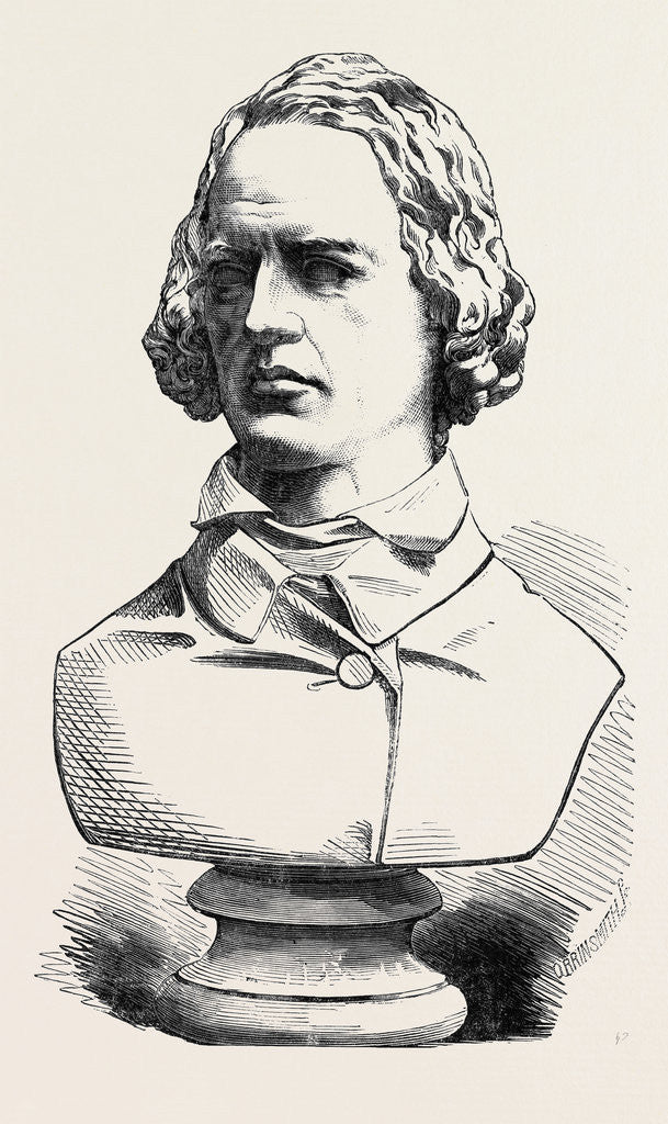 Detail of Alfred Tennyson the Poet Laureate Bust in Marble by Anonymous
