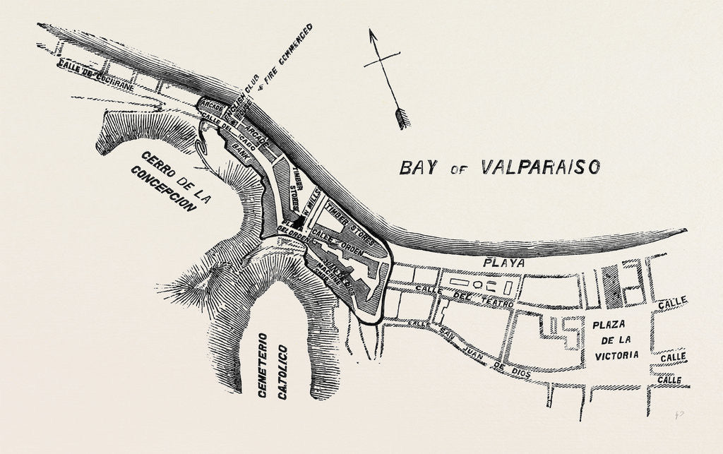 Detail of Plan of Part of the City of Valparaiso by Anonymous