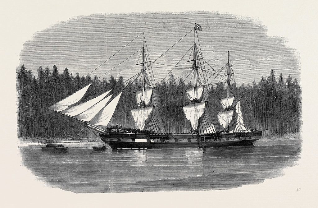Detail of The Ship Wacousta Loading Timber for Mast Pieces at Puget Sound British Columbia by Anonymous