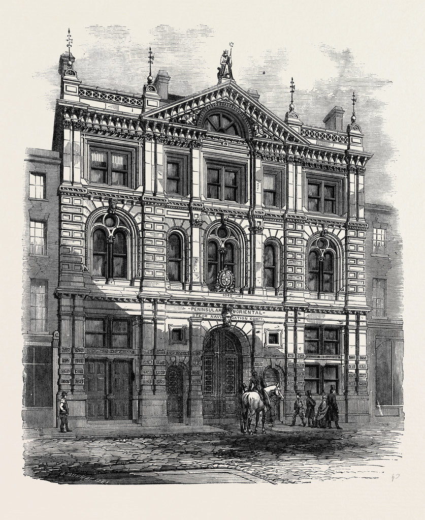 Detail of Newly Erected Offices of the Peninsular and Oriental Steam Navigation Company Leadenhall Street Fronting the Eastern End of the India House by Anonymous