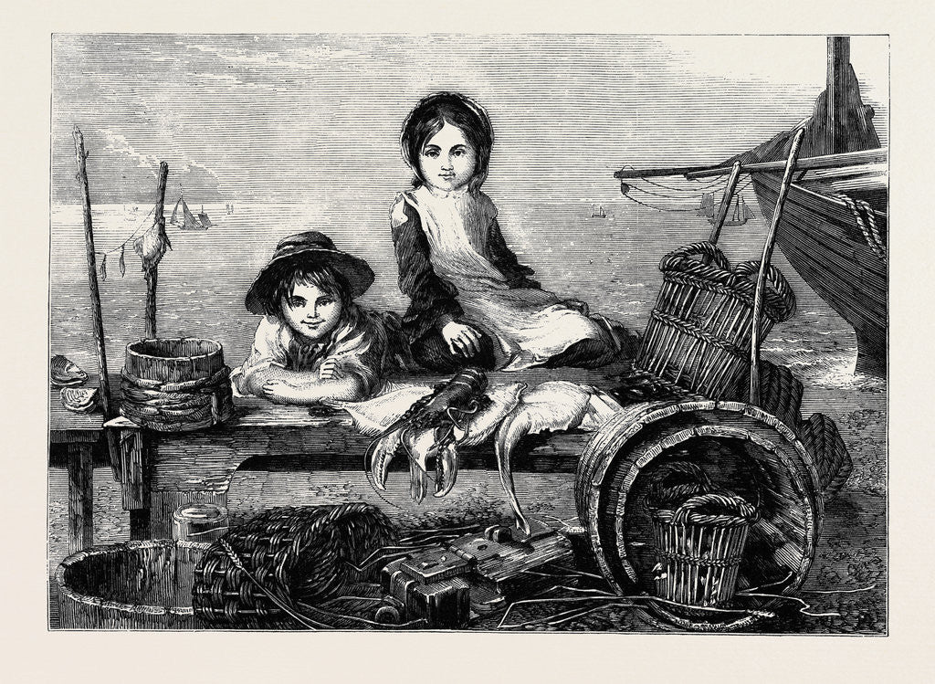 Detail of Children Minding Their Mother's Stall - the Fish Market, in the Exhibition of the Society of Female Artists by Anonymous