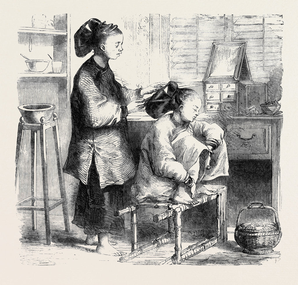 Detail of Fixing Hair a La Teapot China by Anonymous
