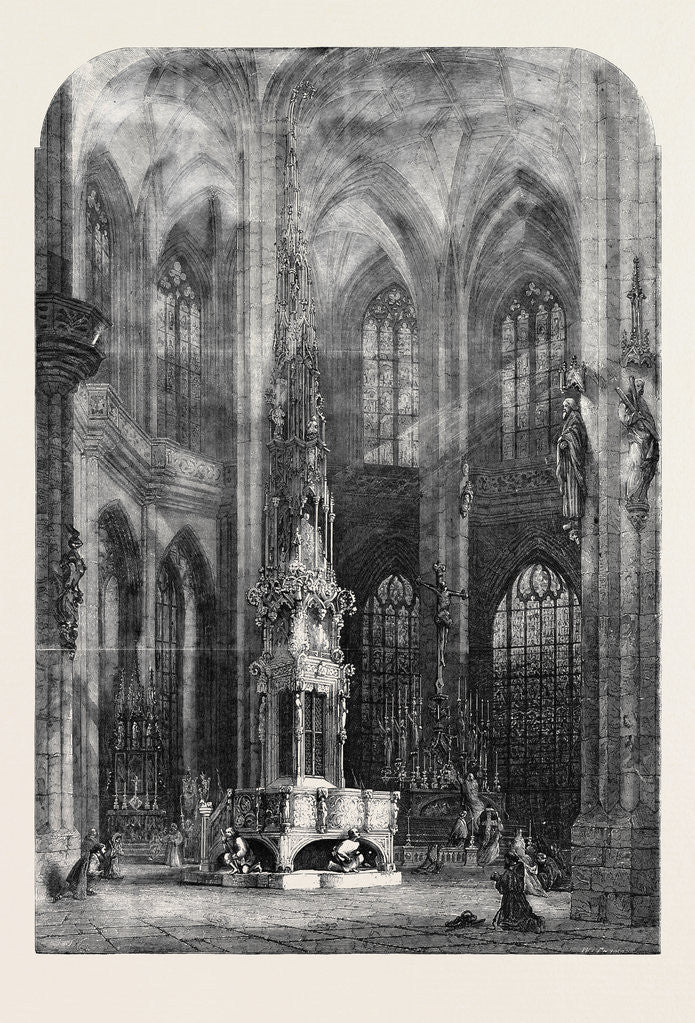 Detail of Interior of the Church of St. Lawrence Nuremberg, in the Exhibition of the Society of Painters in Water Colours by Anonymous