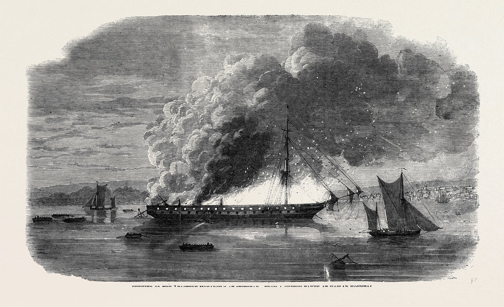 Detail of Burning of the Eastern Monarch at Spithead from a Sketch Taken at Haslar Hospital by Anonymous