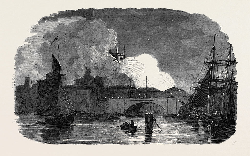 Detail of The Recent Fire at Montague-Close, London Bridge by Anonymous