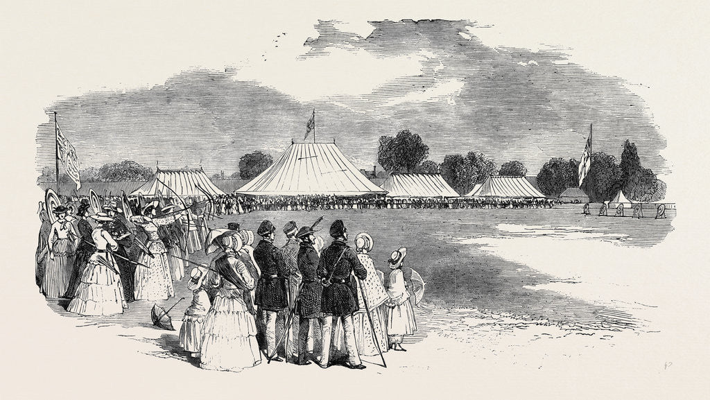 Detail of Grand National Archery Meeting at Leamington, Shooting for the Ladies' Prize by Anonymous