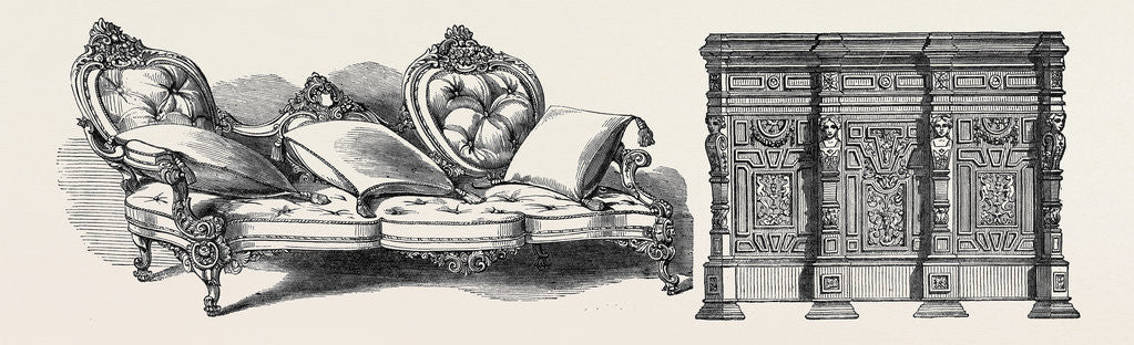 Detail of Walnut Tree Couch; Commode by Anonymous