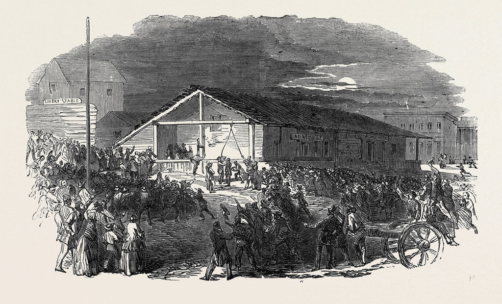 Detail of Lynch Law in California, Scene of the First Execution in San Francisco, on June 10 by Anonymous