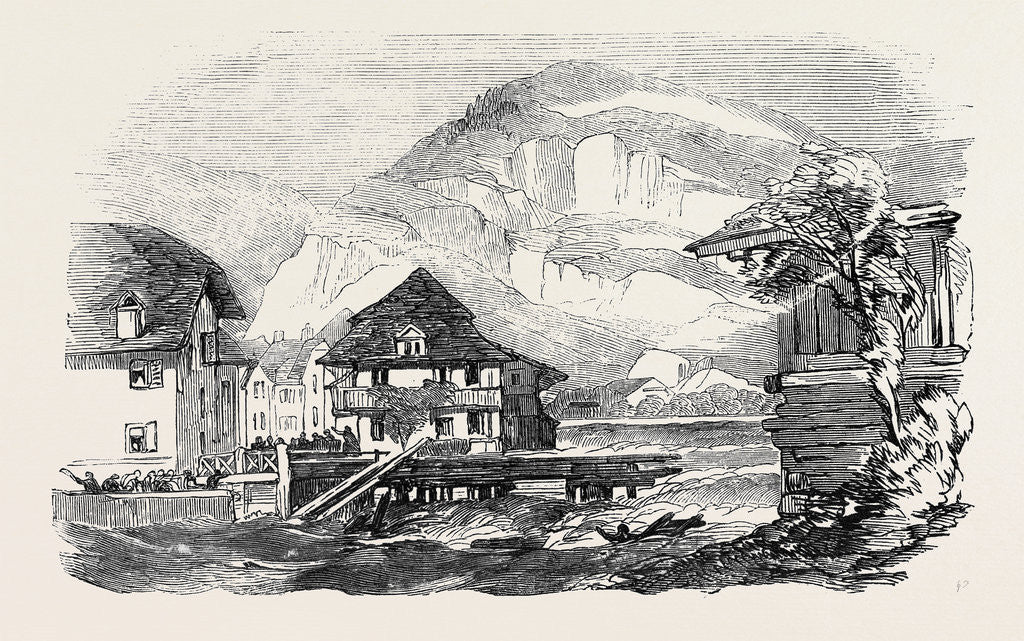 Detail of Inundation of the River Aar, at Unterseen, Switzerland, on August 1, Remains of the Bridge by Anonymous