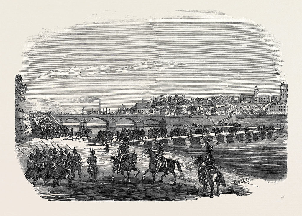 Detail of The Great Exhibition Fetes at Paris, the Grand Review, Bridge of Boats and Attack on the Trocadero by Anonymous