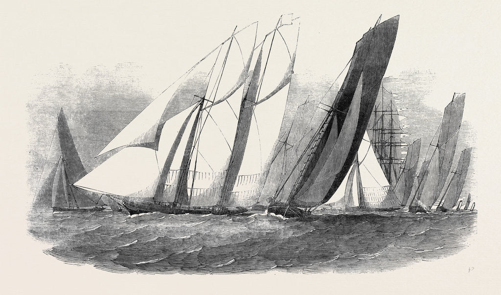 Detail of The Royal Victoria Yacht Squadron Regatta, the Fernande and Anaconda Passing Ryde by Anonymous