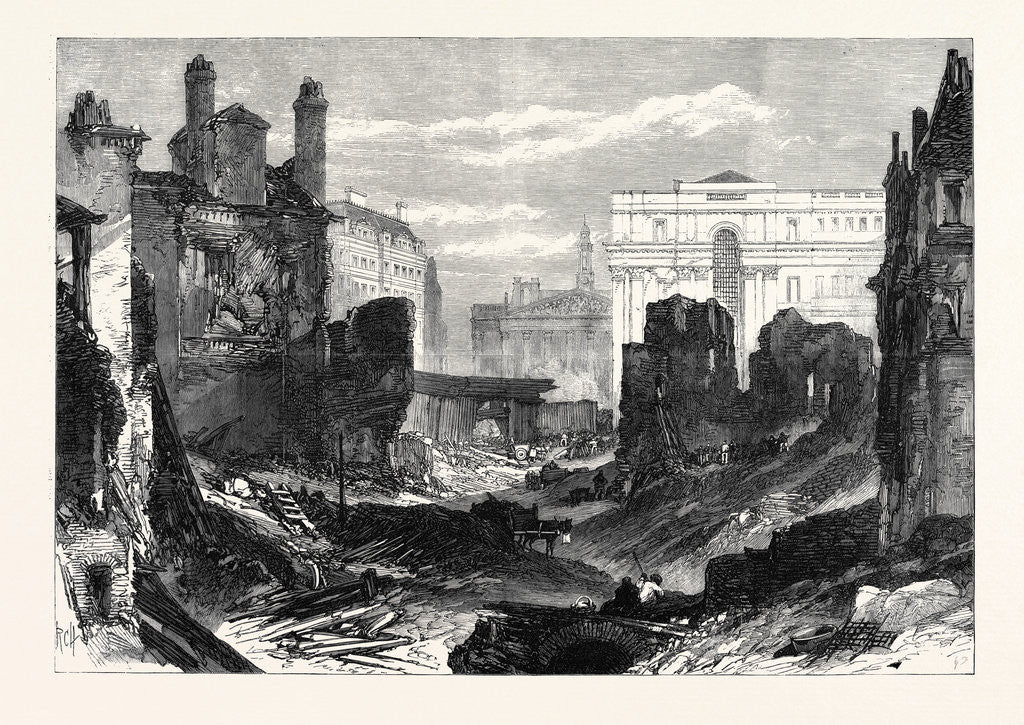 Detail of London Improvements: Demolitions in the Poultry for the New Street Leading from the Thames Embankment UK 1869 by Anonymous