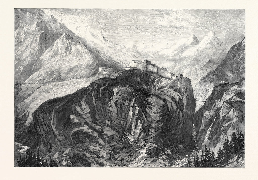 Detail of The New Overland Route to India: Mont Cenis Railway Fort L'Esseillon at Brabans 1869 by Anonymous