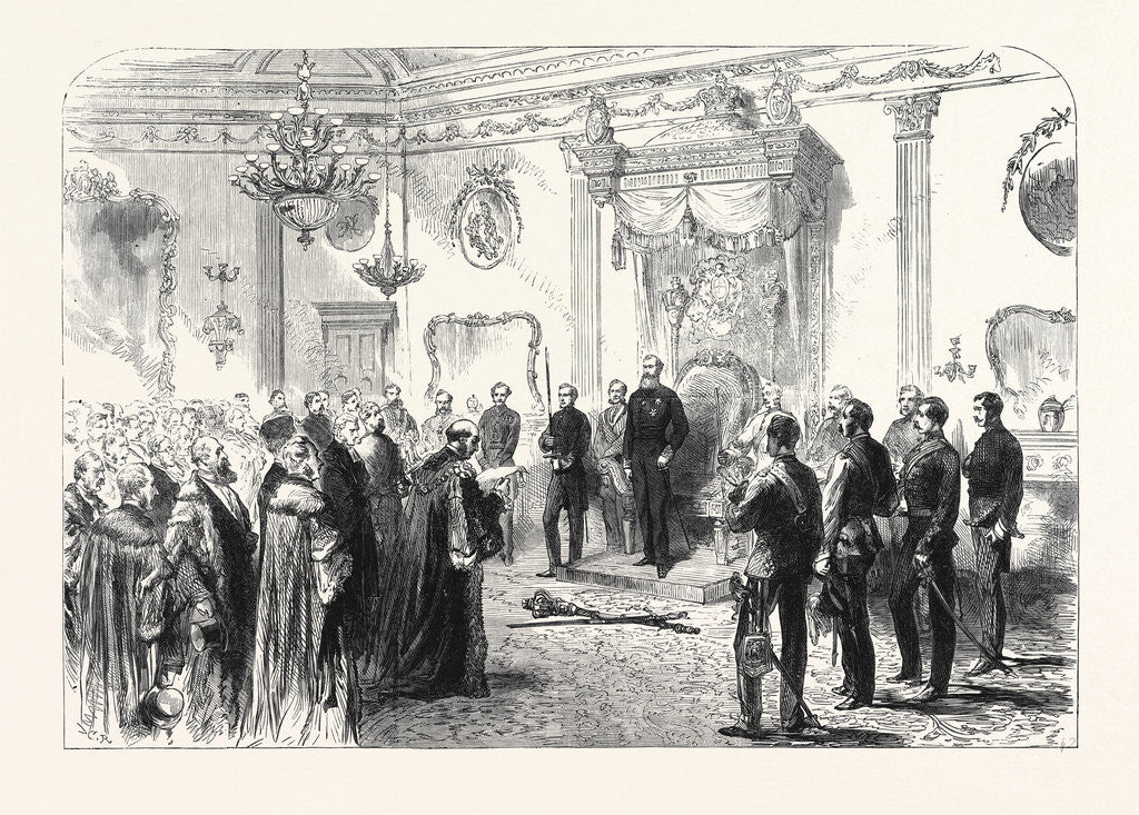 Detail of The Right Hon. Earl Spencer K.G Lord Lieutenant of Ireland Holding a State Reception at Dublin Castle 1869 by Anonymous