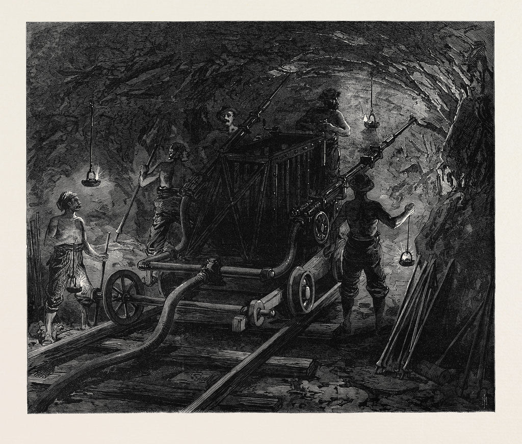 Detail of The New Overland Route to India and the Railway Tunnel of the Alps: Boring Machine in the Second Working Gallery 1869 by Anonymous