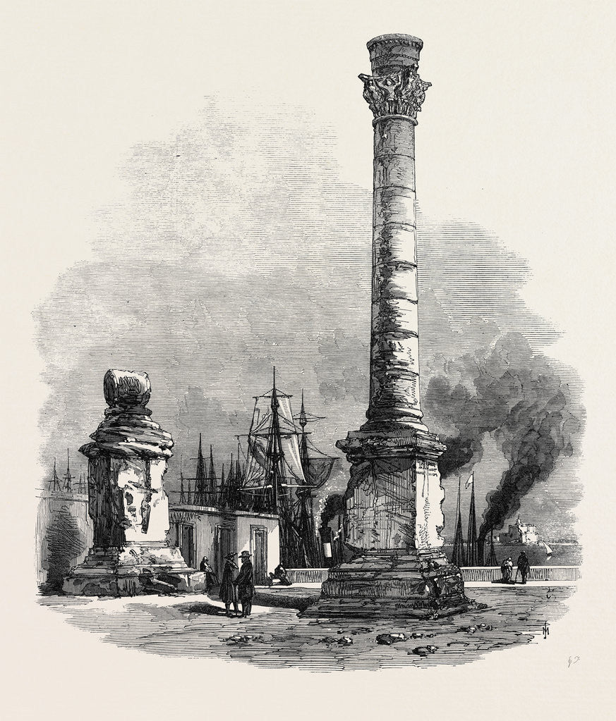 Detail of The New Overland Route to India: The Two Columns at Brindisi Marking the Terminus of the Appian Way 1869 by Anonymous