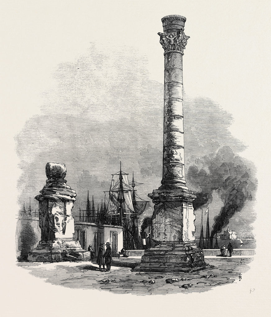Detail of The New Overland Route to India: The Two Columns at Brindisi Marking the Terminus of the Appian Way 1869 by Anonymous